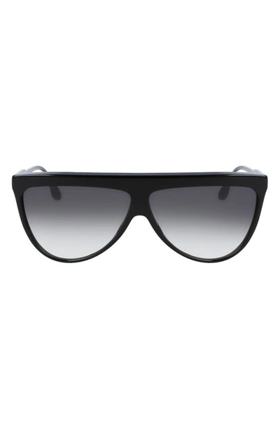 Victoria Beckham 65mm Oversize Gradient Flat Top Sunglasses In Black/ Grey Gradient