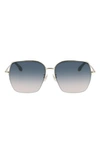 Victoria Beckham Square 61mm Sunglasses In Gold/ Petrol Sand Gradient