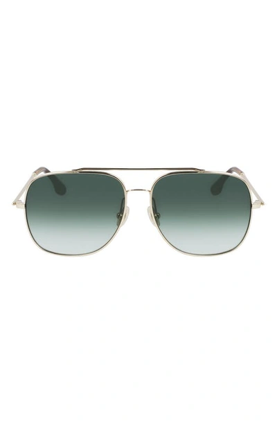 Victoria Beckham 59mm Gradient Navigator Sunglasses In Gold/ Green Gradient