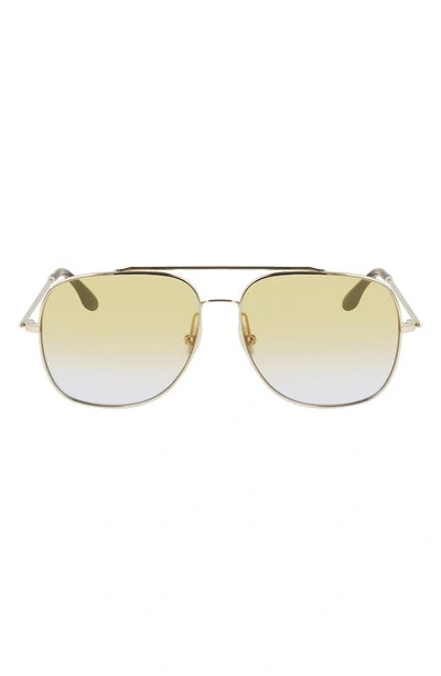 Victoria Beckham Honey Aviator Ladies Sunglasses Vb215s 723 59 In 723 Gold/honey