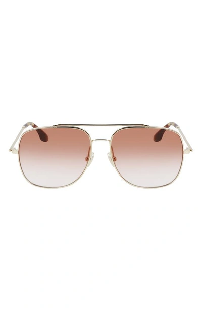 Victoria Beckham 59mm Gradient Navigator Sunglasses In Gold/ Wine Gradient