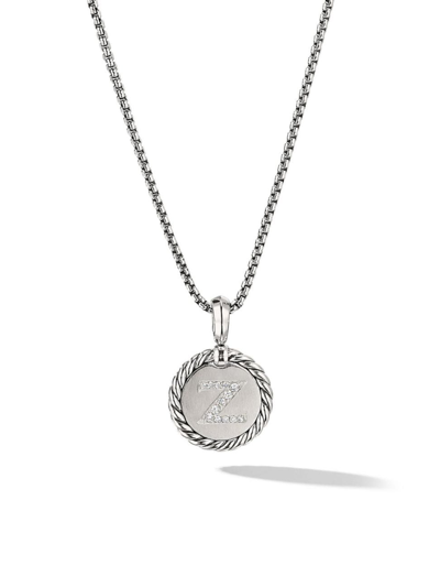 David Yurman Sterling Silver Cable Collectibles Initial Charm Necklace With Diamonds, 18 In Initial Z