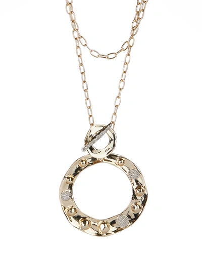 Alexis Bittar Pave Studded Circle Long Pendant Necklace, 34 In Gold