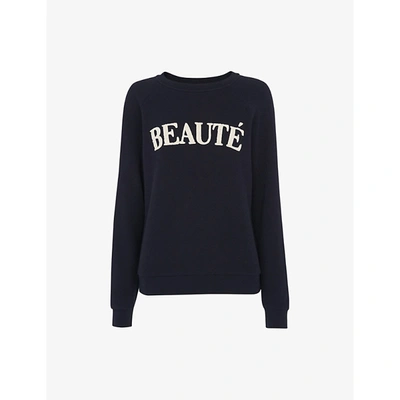 Whistles Womens Navy Beauté Cotton-jersey Sweatshirt Xs