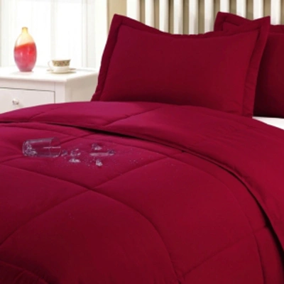 Lotus Home Water And Stain Resistant Microfiber Comforter Mini Set Bedding In Red