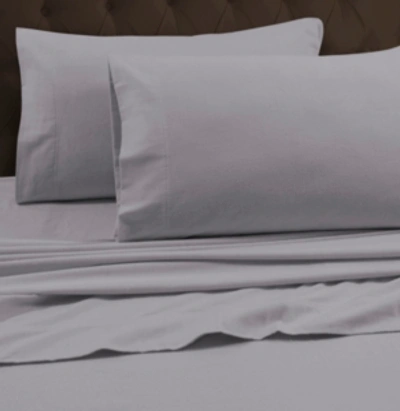Tribeca Living Flannel King Fitted Sheet Bedding In Silver Grey