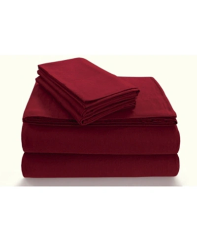 Tribeca Living Flannel Extra Deep Pocket Twin Xl Sheet Set Bedding In Deep Red