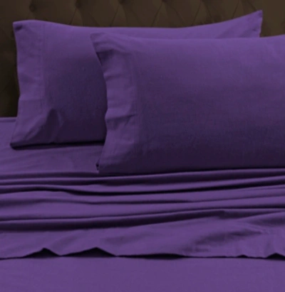 Tribeca Living Flannel Queen Flat Sheet Bedding In Purple
