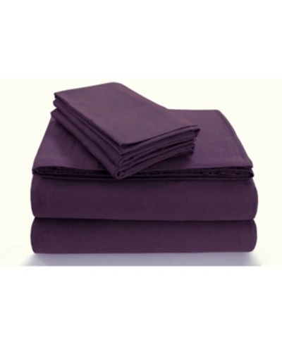 Tribeca Living Flannel Extra Deep Pocket Twin Sheet Set Bedding In Purple