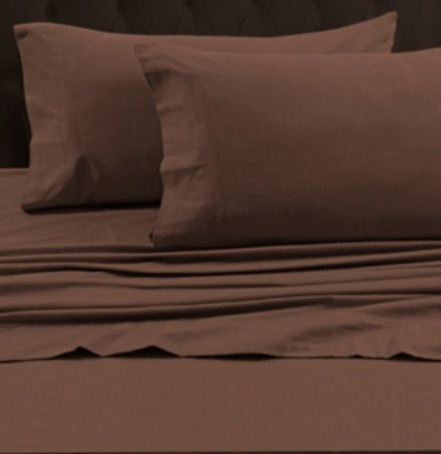 Tribeca Living Flannel Cal King Fitted Sheet Bedding In Chocolate