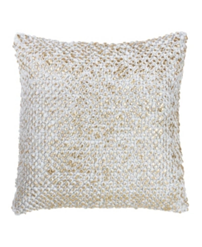 Saro Lifestyle Foil Printed Pom Pom Decorative Pillow, 18" X 18" In Gold