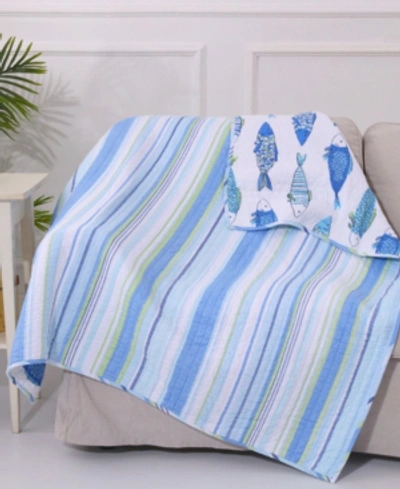 Levtex Catalina Fish Print Reversible Quilted Throw In Blue