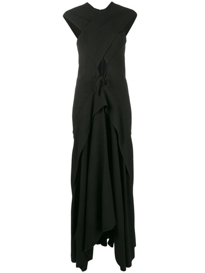 Proenza Schouler Sleeveless Cross-over Long Dress In Black