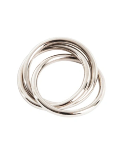 Saro Lifestyle Three Ring Design Napkin Ring, Set Of 4 In Silver