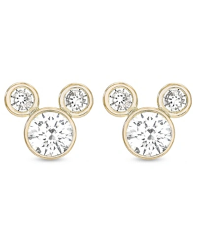Disney Kids' Children's Cubic Zirconia Birthstone Mickey Mouse Stud Earrings In 14k Gold In April