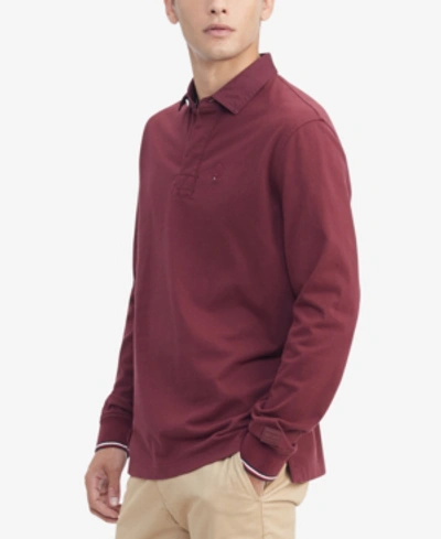 Tommy Hilfiger Men's Solid Rugby Shirt In Tawny Port
