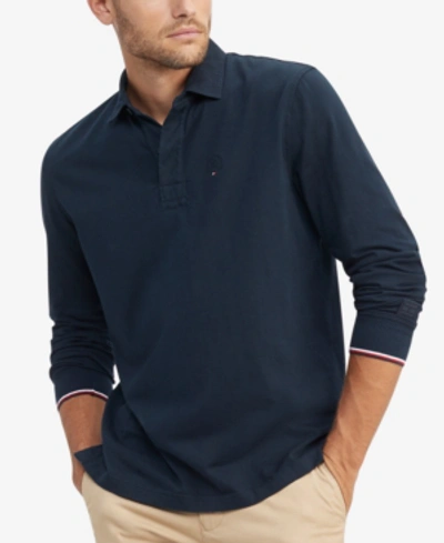 Tommy Hilfiger Men's Solid Rugby Shirt In Sky Captain