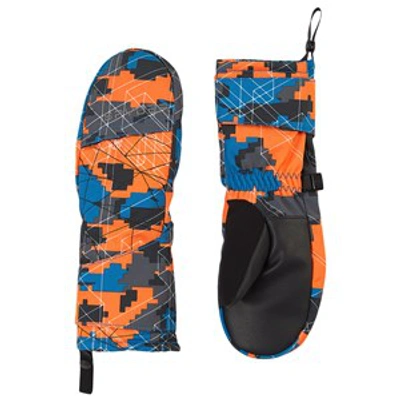 Spyder Kids'  Camo Maze Print Cubby Ski Mittens In Orange