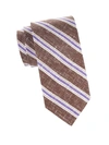 Isaia Men's Stripe Silk Tie In Brown Purple