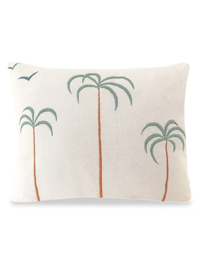 Anaya Palm Tree Embroidered Cotton Pillow