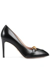 Gucci Women's Leather Pump With Chain In Black Leather