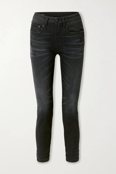 R13 Distressed Mid-rise Skinny Jeans In Black