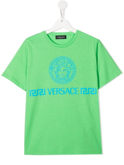 Young Versace Teen Medusa Head Cotton T-shirt In Green