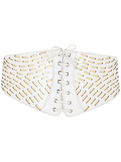 Pre-owned Alaïa Thick Lace-up Belt In White
