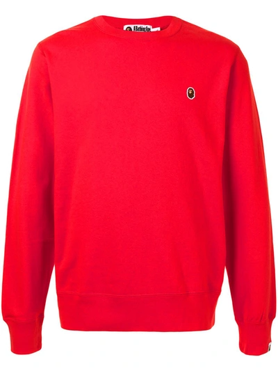 A Bathing Ape Ape Patch Sweatshirt In Red