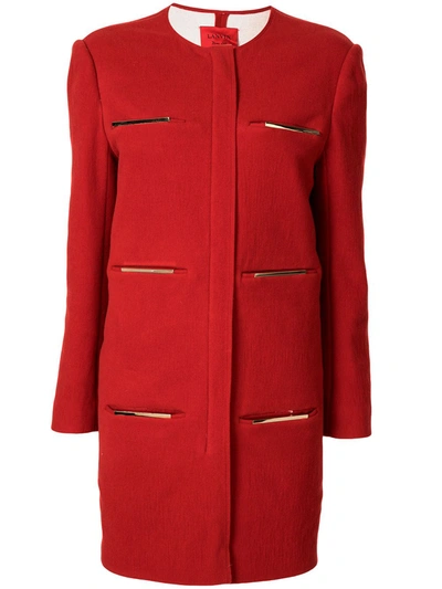 Pre-owned Lanvin Metal Detailing Collarless Coat In Red