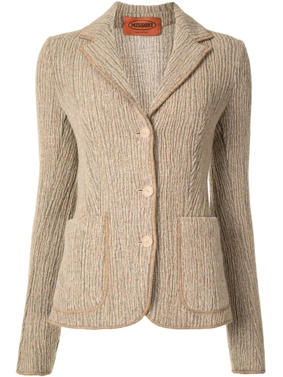 Pre-owned Missoni Textured Buttoned Jacket In Brown
