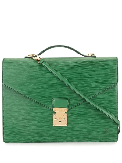 Pre-owned Louis Vuitton 1990s Porte Documents Bandouliere Briefcase In Green