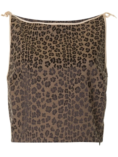 Pre-owned Fendi 1990s Leopard-print Cropped Top In Brown