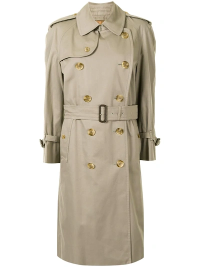 Pre-owned Burberry Knee-length Trench Coat In Green