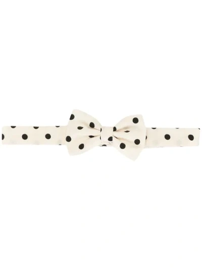 Pre-owned Hermes  Polka Dot Bow Tie In White