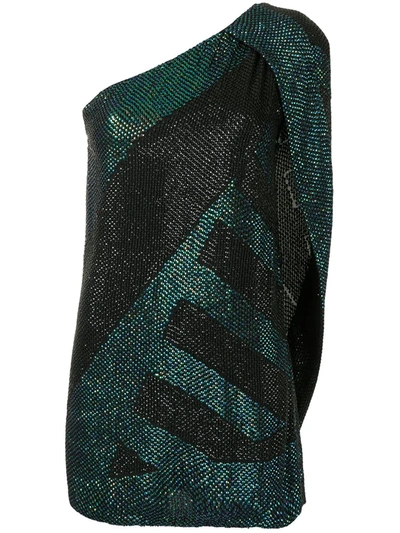 Pre-owned Gucci Single-shoulder Glitter Dress In Black
