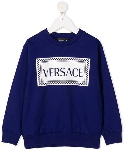 Young Versace Kids' 90s Vintage Logo Sweatshirt In Blue