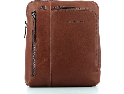 Piquadro Sacs Homme Brown Leather Crossbody Bag In Marron