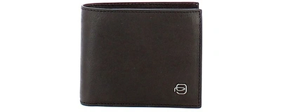 Piquadro Designer Men's Bags Dark Brown Leather Wallet W/zippered Coin Pocket In Marron