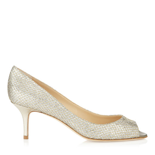 jimmy choo gold glitter peep toe