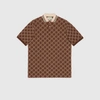 Gucci Gg Stretch Cotton Polo In 棕色和驼色