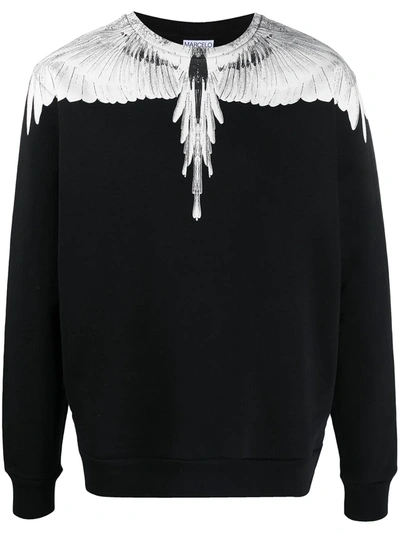 Marcelo Burlon County Of Milan Printed Wings Cotton Jersey Sweatshirt In Black