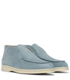 Loro Piana 10mm Summer Charms Walk Suede Loafers In Blue