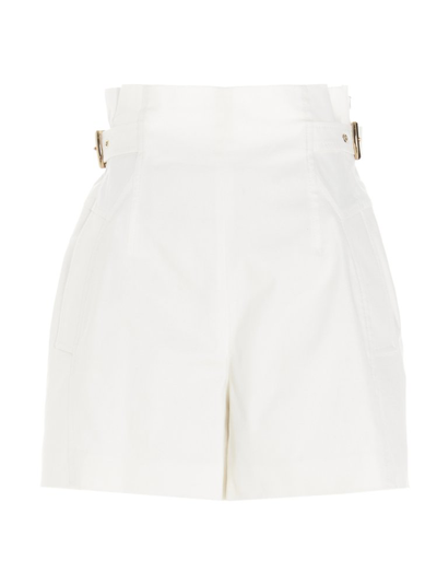 Alberta Ferretti Stretch Cotton Gabardine Shorts In White