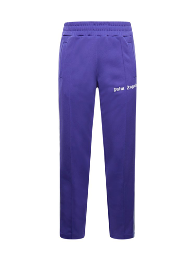 Palm Angels Logo Print Tech Jersey Track Pants In Purple