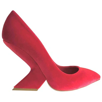 Pre-owned Dior Velvet Heels In Red
