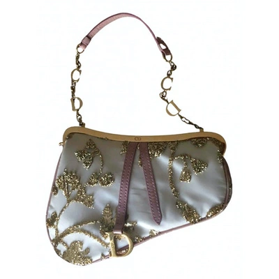Pre-owned Dior Saddle Ecru Silk Handbag