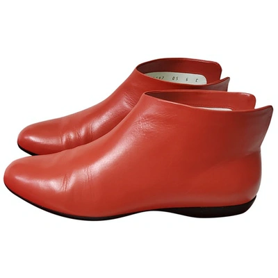 Pre-owned Yohji Yamamoto Leather Flats In Red