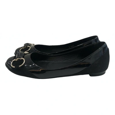 Pre-owned Gucci Patent Leather Ballet Flats In Black