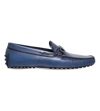 Tod's Gommino Aged Leather Driving Shoes In Blue